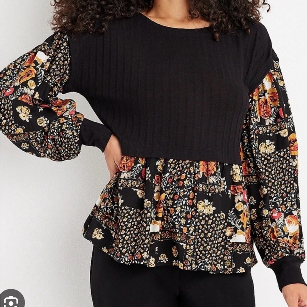 Floral Black Women's Top